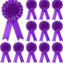 12 Pieces Blank Award Ribbon Prize 1st Place Rosette Medal Winner Victory Recognition Participation Ribbon for Competition Sport Event School Contest(Purple)