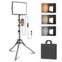 NiceVeedi 1-Pack Photography Lighting Kit, 2800-6500K Bi-Color LED Video Light Kit, Dimmable Studio Light with Tripod Stand & Phone Holder, Light for Video Recording, Game Streaming, YouTube