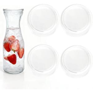 Replacement Lid Compatible with NETANY 1 Liter 35 oz Glass-Carafes, Please Confirm Before Purchasing (Fit round base, 4 Pack)