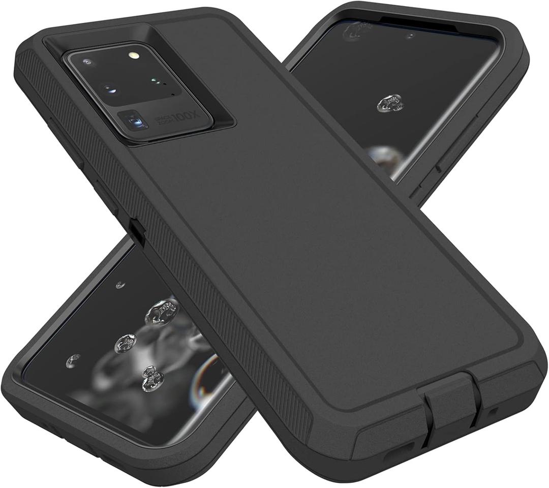 for Samsung Galaxy S20 Ultra Case, Heavy Duty Protective Case Dustproof Shockproof Drop Protection, 3 in 1 Rugged Cover for Samsung Galaxy S20 Ultra 6.9 inch (Black)
