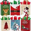 STYPOP 16 Pack 10" Christmas Gift Bags Medium Size with Tissue Paper, Reusable Non-Woven Christmas Tote Bags with Handles, Perfect for Xmas Gift Wrap/Party Favor Supplies, 10" × 8" × 4"