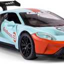 Toy Cars 1/32 Scale Gulf Oil Ford GT Diecast Cars - Light, Sound & Pull Back Function - Zinc Alloy Car Model Gift for Boys & Boyfriends