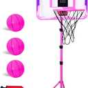 Nattork Kids Basketball Hoop, Adjustable Height Toddler Basketball Hoop Stand, Indoor Outdoor Basketball Goal Toy for Boys Girls Ages 3~8 Years Old, Includes 3 Balls, Ideal for Birthday Gift