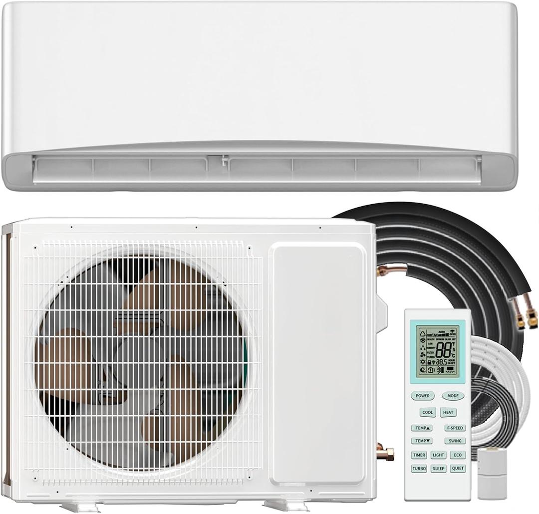 Mini Split AC/ Heating System, Energy Efficient Inverter AC Unit with 1 Ton Heat Pump, 12000 BTU Air Conditioner, Coverage Area Up to 750 Sq.Ft 115V