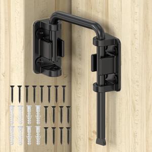 Sliding Door Loop Lock, 90/180 Degree Stainless Steel Patio Door Latch for Sliding Barn/Single/Double Opening Gate, Shed, Closet, Window, Fence - Home Security Loop Latch (Black-1PC)