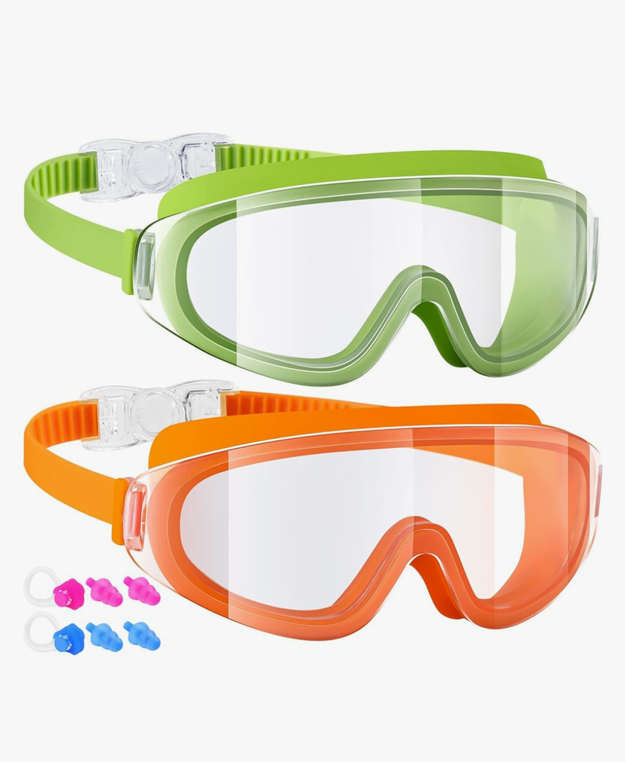 Dizywiee Kids Swim Goggles, 2-Pack Frameless Swimming Goggles for Kids, Child, Boys or Girls From 5-14, Wide View Pool Goggle