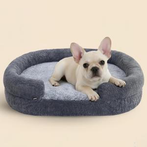 Soft Donut Dog Bed for Small Dogs, 28" Orthopedic Comfort Pet Sofa Couch with Egg Crate Foam, Washable Cover & Non-Slip Bottom, Cozy Cat Couch with Bolstered Sides, Grey (28")