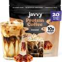 Javvy Protein Iced Coffee - Premium Whey Protein & Iced Coffees, 100% Natural Cold Brew, Zero Artificial Flavors & Sweeteners, 80mg Caffeine, No Added Sugar, 20 Servings, Caramel, 1 Pack, Expiry: 04/01/28