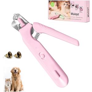 2 in 1 Dog & Cat Nail Clippers Grinder with Lights, Quick Sensor Safety Guard & Ultra-Quiet USB Rechargeable Cat & Dog Nail Trimmers for Small Medium Large Pets Nail Grinder with 2 bells(Pink)