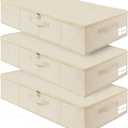 punemi Underbed wedding dress storage box, 2 Pack Clothing Storage Bags W/Upgraded Handles, Large Capacity Underbed Shoe Container Organizer for Blanket, Pillows, Comforters & Quilts, Beige