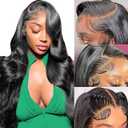 IWISH 13X6 Body Wave Lace Front Wigs Human Hair T Part Glueless Wigs Human Hair Wigs Pre Plucked Per Cut 180% Density Natural Black Wig Body Wave Lace Front Wigs Human Hair Wigs For Black Women
