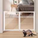 beeNbkks Clear Ferret Gate, Small Pet Barrier for Doorways Hallways Stairs Kitchen, Pressure Mounted Safety Pet Gate for Small Dogs Cats, Fit 22" to 39" Wide Opening, 24" Tall Step Over, Indoor Use