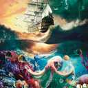 Premium 1000 Piece Jigsaw Puzzle for Adults -27x20 Unique Marine Artwork Pirate shipoctopus Puzzle - Unique Brain Teaser, Difficult and Challenge Large Puzzle Game Toys Gift