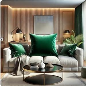 Big Size 32x32 Inches Throw Pillow Cases Cozy Soft Velvet Square Decorative Pillow Covers for Farmhouse Home Decor(Green)