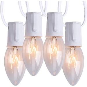 C9 Christmas String Lights Outdoor 100 ft Vintage Christmas Tree Lights for Indoor Outdoor Roofline Patio Room Holiday Party Backyard Xmas Decoration, White Wire, 100+4 Bulbs