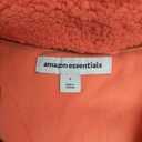 Amazon Essentials Women's Sherpa Color Blocked Long-Sleeve Mockneck Full-Zip Jacket, Coral Pink/ Tobacco, Small