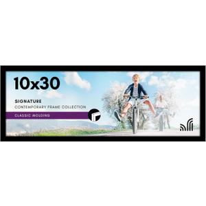 Americanflat 10x30 Picture Frame with Polished Plexiglass - Signature Collection - Gallery-Style Frames Made of Engineered Wood - Photo Frame for Wall Display - Black