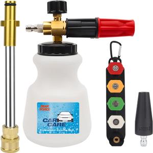 Bear Force Pressure Washer Foam Cannon Snow Foam Lance & Extension Wand with 1/4 Quick Connector & 5 Spray Tips & Turbo Nozzle for Sun Joe Lavor Homdox Wholesun Nilfisk Stihl Koblenz Pressure Washers