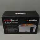 Mueller UltraToast Full Stainless Steel Toaster 4 Slice, Long Extra-Wide Slots for Bagels and Waffles, 6 Browning Levels, LED Display, Cancel/Defrost/Reheat Functions & Removable Tray, Kitchen Gadgets