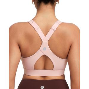 RUNNING GIRL Sports Bras for Women High Support, Adjustable Straps High Impact Sports Bras with Sewn in Pads Workout Bra (Large, Pink Peony)