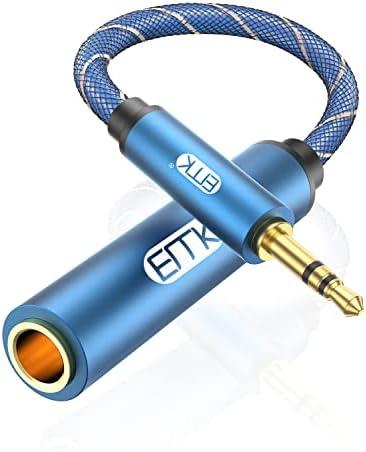 EMK 1/4 to 3.5mm Adapter, 1/4" Female to 1/8" Male Stereo Audio Adapter for Speaker, Amplifiers, Guitar, Home Theater Devices, Laptop, Headphones (6.6FT/2M), Set of 3