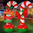 Leyndo 2 Pcs 6 ft Candy Cane Christmas Inflatables Decoration Inflatables Xmas Candy Cane Stacking Signs Built in LEDs Lighted Blow up Giant Merry Christmas for Holiday Party Yard Garden Lawn Decor