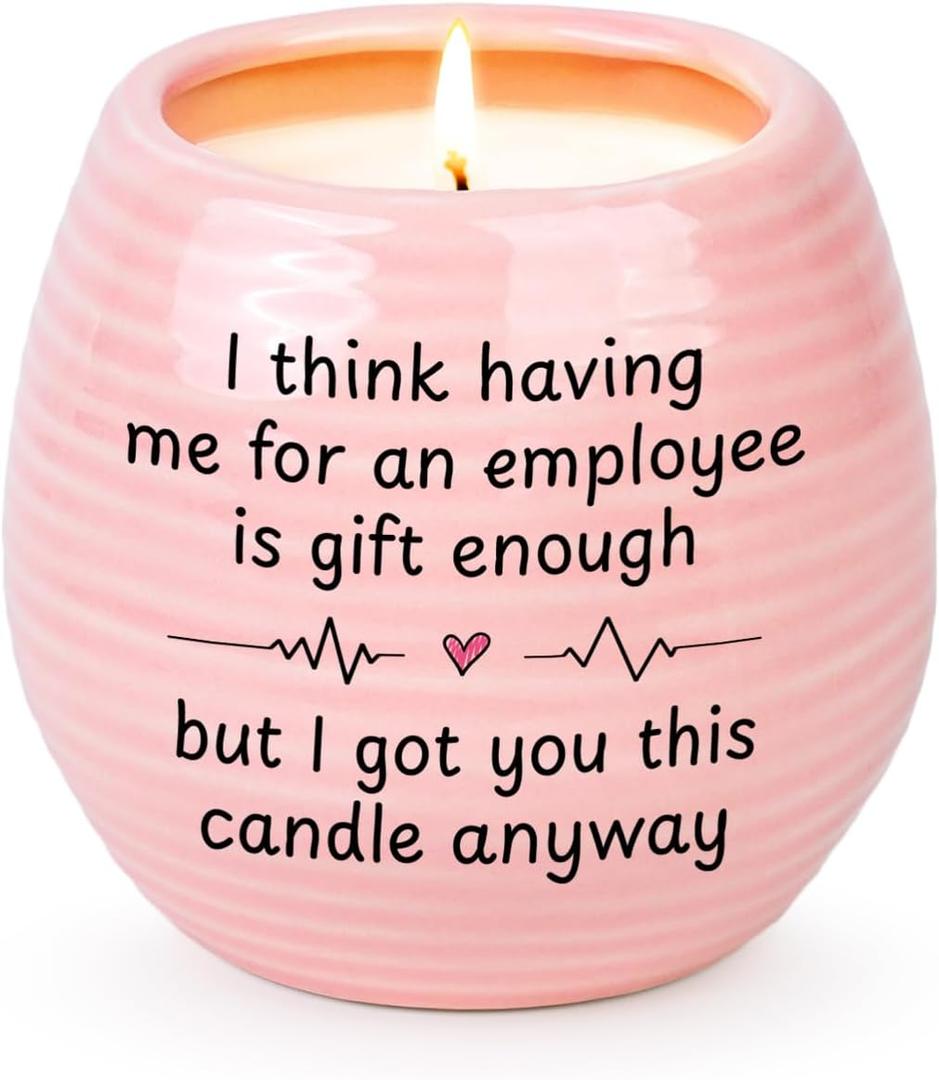 Boss Lady Gifts for Women, Boss Gifts, 10 Oz Handmade Ceramic Lavender Scented Candle, Gift for Boss Female, Boss's Birthday Gift for Women (Pink)