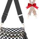 Bum Bags for Women Checkered Crossbody Bag Large Nylon Belt Purse Fanny Packs, Bonus with a Extra Strap (Black and White Checkered(No Wallet))
