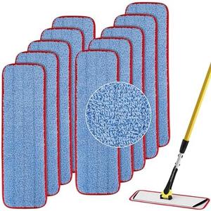 Replacement Microfiber Pad for Rubbermaid Commercial 18.5 Inch Mop Head - 10 Pack Wet & Dry Commercial Cleaning Refills Reusable Mop Refills Fit for Any Microfiber Flat Mop System 18.5"