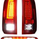 LED Tail Lights + 3rd Third Brake Cargo Lamp for Ford F250 F350 F450 F550 2008-2016 (Fleetside Bed Model), High Mount Stop Light Rear Taillight Assembly, Chrome Housing Red Lens, 3Pcs