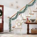 Christmas Garland with Light, 18 FT Chrismas Garland with 100 Lights and 520 Frosted Tips for Mantle, Staircase, Doorway, Indoor Outdoor Decorations