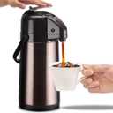 PARACITY Upgraded Airpot Coffee Carafe with Double Pump, Stainless Steel Drink Dispenser for Hot/Cold Beverage with Lazy Susan Base, Coffee Termos Para Cafe for Hot Cocoa for Parties (84.5 Ounces, Gold Brown)