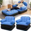 PRAXXIS Blow Up Pull Out Couch with Headboard,Inflatable Chair with Flocked Surface,Folding Inflatable Chairs for Adult,Portable Inflatable Sofa,Durable Inflatable Couch for Camping-2pcs