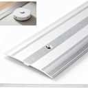 Aluminum Door Transition Strip 36" L x 2.4" W Metal Floor Threshold, 0.1" H Flat Profile forWood Tile Carpet Vinyl Concrete Flooring Gaps, Modern Doorway Protector Decoration (Silver)