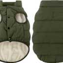 ASENKU Windproof Dog Winter Coat Waterproof Fleece Jacket Cold Weather Pet Apparel for Small Medium Large Dogs (ArmyGreen, XL)