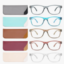 Reading Glasses Blue Light Blocking, Computer Glasses for Women Men, Fashion Square Eyeglasses 5 Pairs, +0.0
