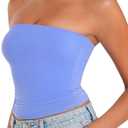 Sunzel Womens Strapless Sexy Tube Top Double Lined Sleeveless Crop Top Summer Basic Bandeau Tops for Layering or Going Out (Small, Periwinkle)