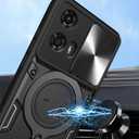 Ysnzaq Armor Case for Motorola Moto G04 /G24 /E14, Military Grade Shockproof Protective Phone Case with Magnetic Coil Bracket for Moto G04 /G24 /E14 CQ Black