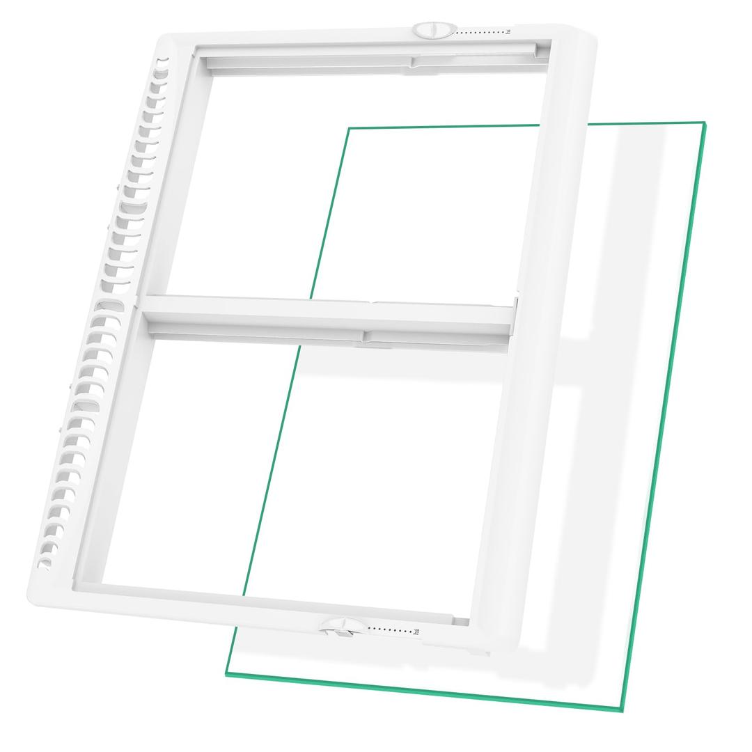 UPGRADED 240364787 Refrigerator Crisper Drawer Cover with 240350608 Crisper Glass Replacement Compatible with Frigidaire kenmore Refrigerator Drawer Replacement, Fridge Crisper Pan Drawer Cover