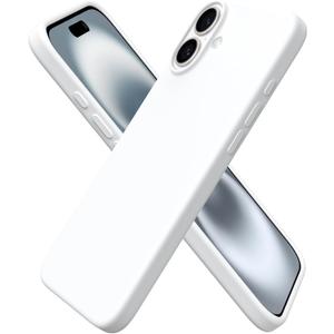 ORNARTO Compatible with iPhone 16 Plus Case 6.7, Slim Liquid Silicone 3 Layers Full Covered Soft Gel Rubber Phone Case Protective Cover 6.7 Inch, White