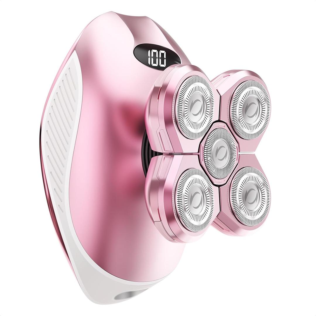 Electric Razors for Women, 5-in-1 Rechargeable Body Shaver - Waterproof Wet Dry Hair Remover - Trimmer for Lady Face Underarms Bikini, Lips, Arms, Legs (Pink)