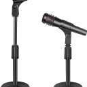 2 Pack Mic Stand Desk, Desktop Microphone Stand Adjustable Microphone Holder Table Mic Stand with Mic Clip and 5/ 8" to 3/ 8" Mic Stand Adapter for Blue Yeti Shure Microphone