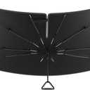 Windshield Sun Shade Umbrella for Dodge Ram 2500/3500 2019-2025 with 10 Inch Wide Sensor. Foldable Umbrella Sunshade with Silver Heat Shield to Keep Cool UDS