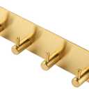 1PCS-Adhesive Key Holder for Wall, Key Holder Wall Mount, Key Hanger, Beautiful and Practical, Strong Weighing Capacity Suitable for Scenes Such as Entrance, Kitchen and Bathroom(Four Rows, Golden