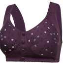 GENEHELF Daisy Bras for Older Women Breathable Front Close Button Bras, Full Coverage Comfort No Underwire Front Buckle Corset Bra (Purple, S)