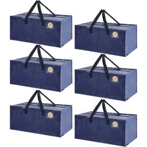 5 Pack Moving Bags Heavy Duty with Smart Label 22 Gallon Storage Bag Waterproof Moving Totes with Handles App Smart Search for College Moving Garage Storage Organization (Blue)