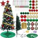 70 PCS 7 FT Half Christmas Tree with Lights and Ornaments for Wall Corner Artificial Half Xmas Tree with 200 LED Lights 500 Branches Balls Skirt Berry Stems for Holiday Decoration(Green Color)