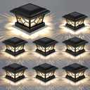 Solar Post Cap Lights 6 Pack with 1000mAh Battery - for 4x4 5x5 6x6 Fences, Larger Size & Longer Lasting, 2-Mode, IP64 Waterproof, for Fence Deck Patio Porch Yard (Black)