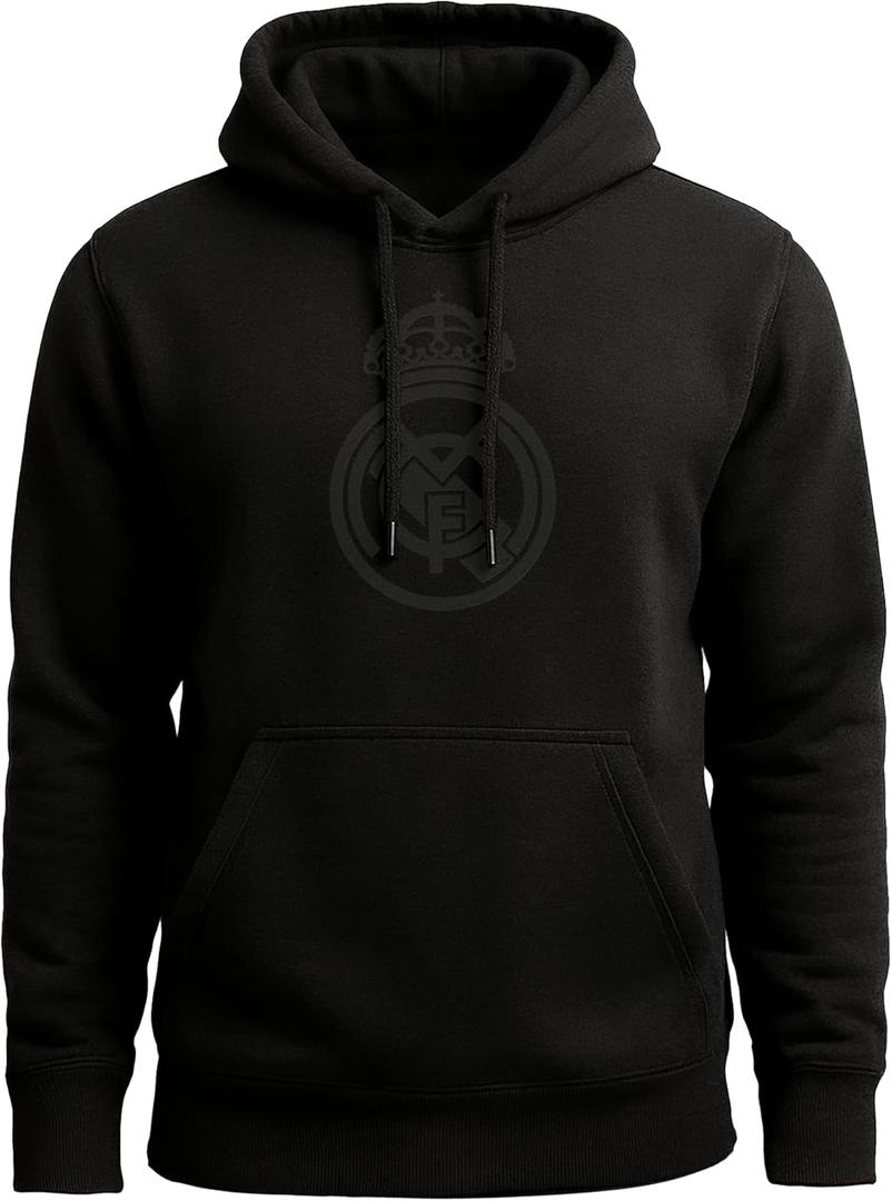 Real Madrid Pullover Hoodie  Official Licensed Adult Black Hooded Sweatshirt (X-Large)