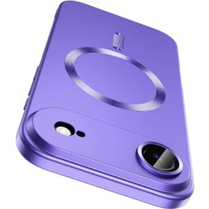 Magnetic for iPhone Air Case, Compatible with MagSafe, Built-in Camera Lens Protector, Slim Thin Soft Silicone Bumper Shockproof Metallic Luster Phone Case for iPhone 17 Air (Purple)